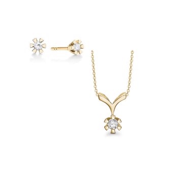Aagaard 8 kt rødguld Eternity 6 grab smykkesæt-0,03 til 0,05 ct diamanter